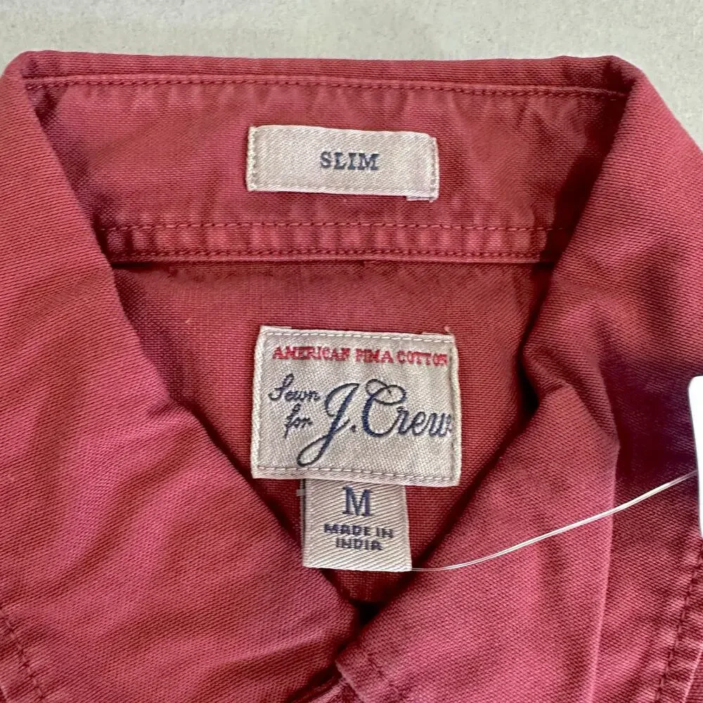 J Crew mens stretch Oxford cloth garment dye shirt faded burgundy size‎ medium